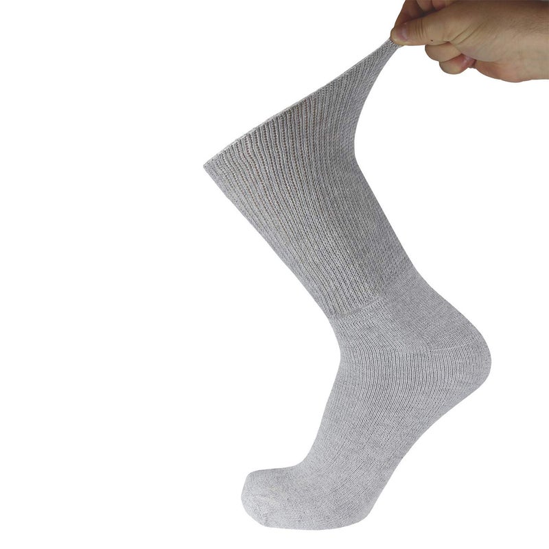 Brooklyn Socks 3 Pairs of Premium Cotton Loose Top Diabetic Neuropathy Crew Socks (10-13, Gray) - Image 3